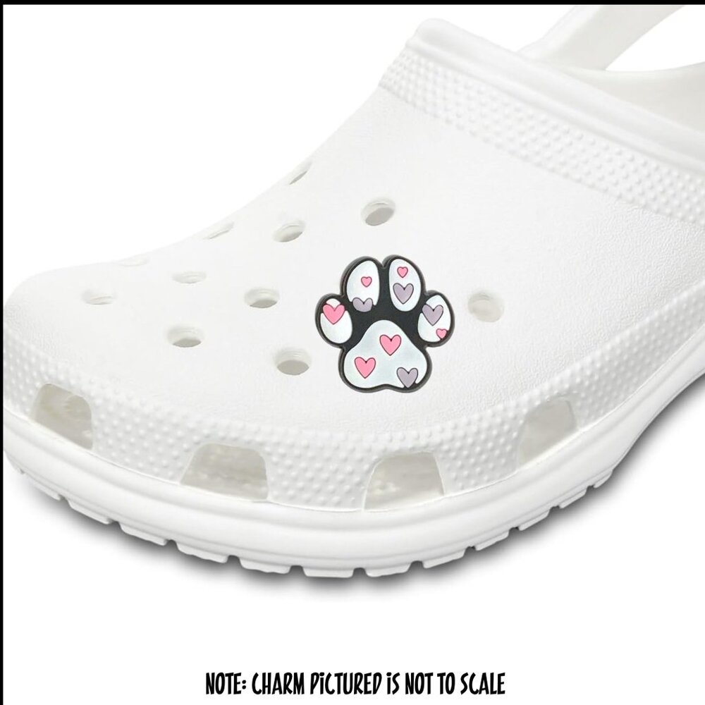 Heart Dog Paw Prints Pink Lilac Love Dog Paw Croc Charm